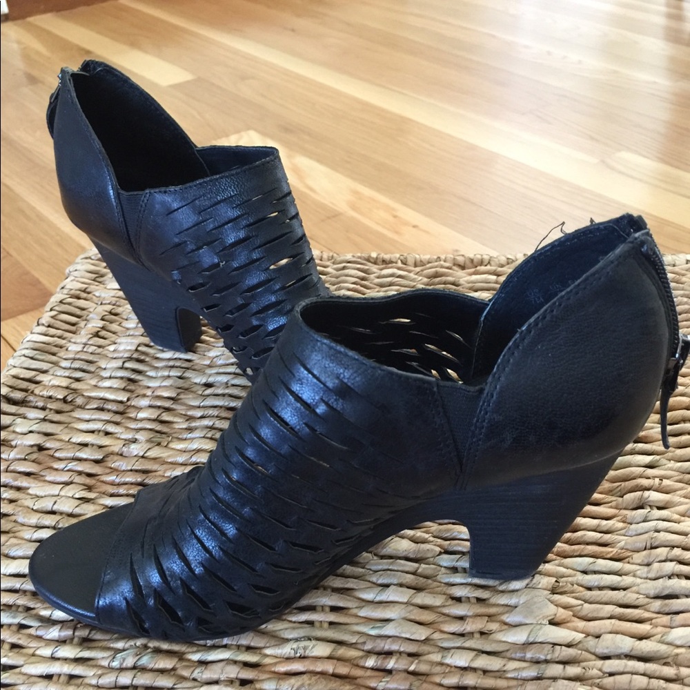 Franco Sarto Leather Open Toe Heels